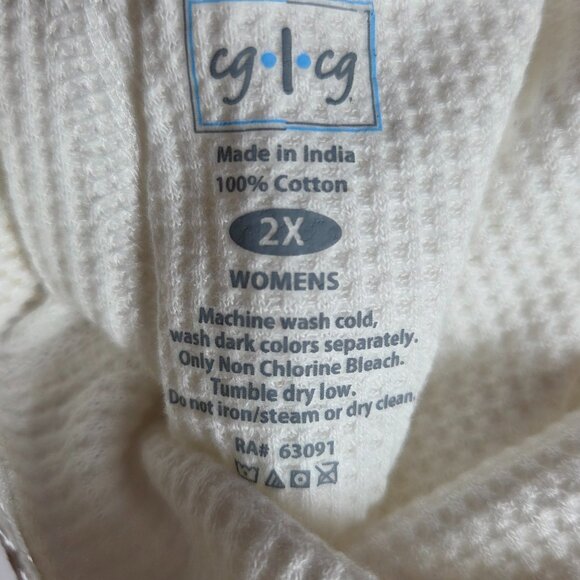 NWT - Country Girl Off-White 100% Cotton Crew Neck Thermal Top, Size 2X - Picture 7 of 7